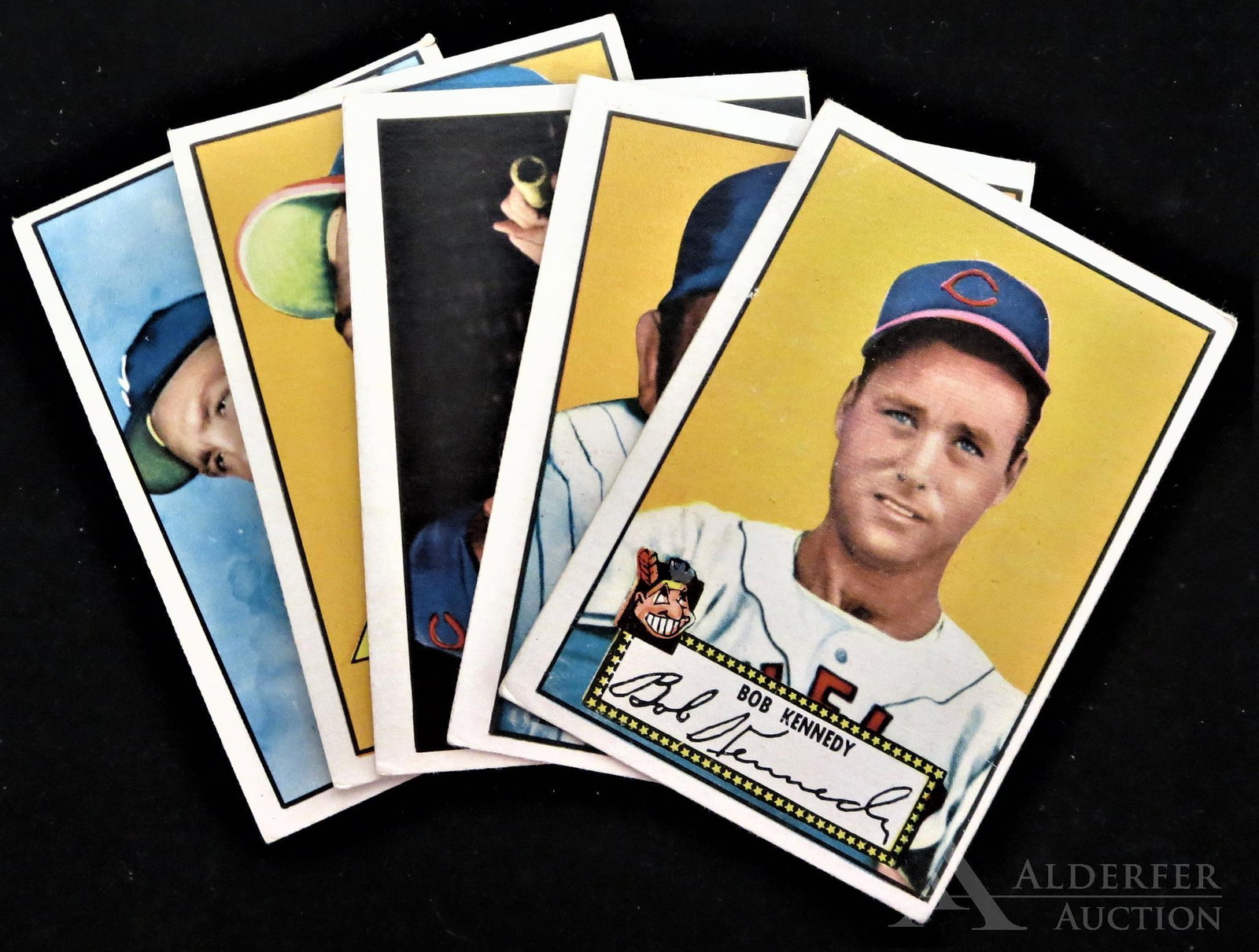 1952 Topps Baseball Cards (10): 1952 Topps red back baseball cards (5) Different - #40 Irv Noren, #56 Tom Glaviano, #67Allie Reynolds, #69 Virgil Stallcup & #77 BOb Kennedy (nice corners, no creases, no gum stains, investment grade