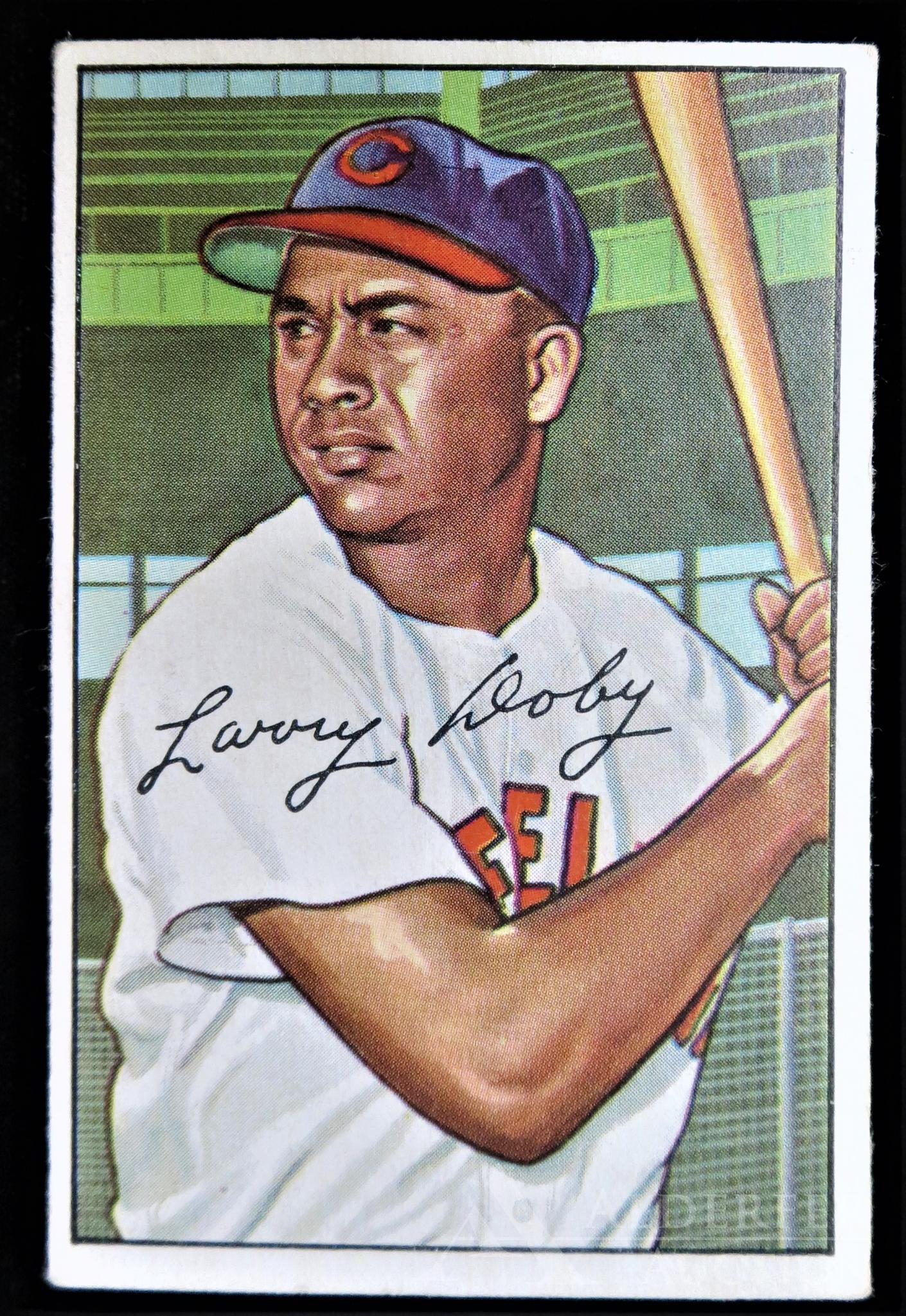 1952 Bowman Larry Doby Baseball Card: Cleveland Indian Hall of Fame outfielder Larry Doby 1952 Bowman #115 baseball card (nice corners, good centering, investment quality)