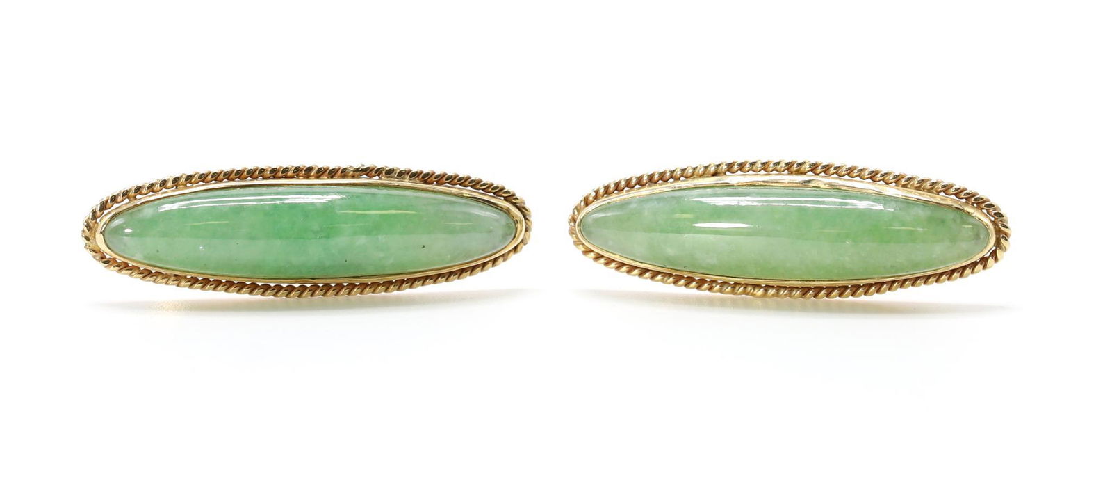 14KY Gold Jade Cufflinks (1 of 4)