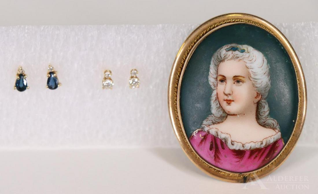 Sapphire & Diamond 14k Gold Earrings, With Painted (1 of 15)