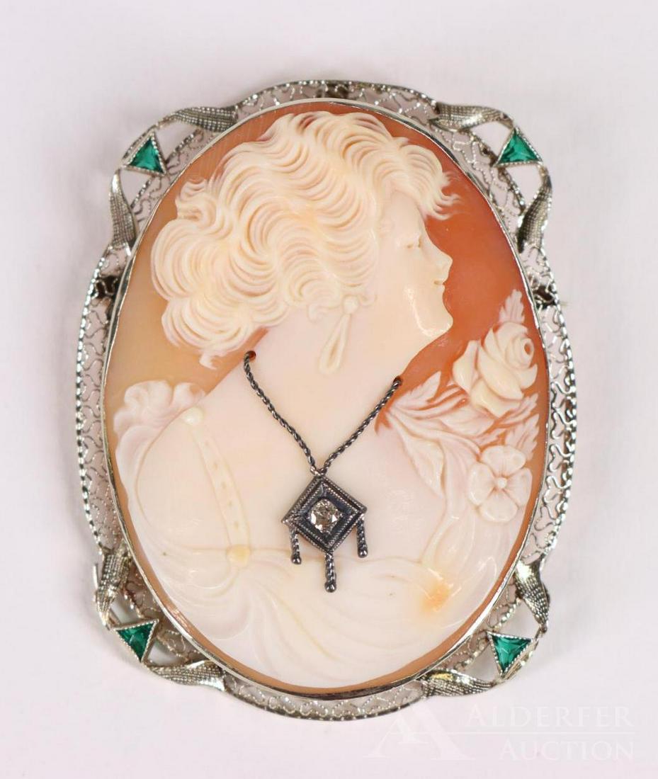 14k White Gold & Diamond Brooch (1 of 5)