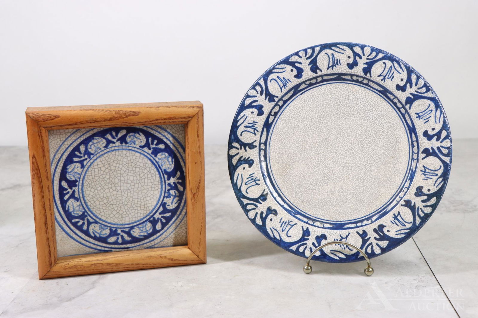 Dedham Style Pottery Plate And Tile (1 of 7)