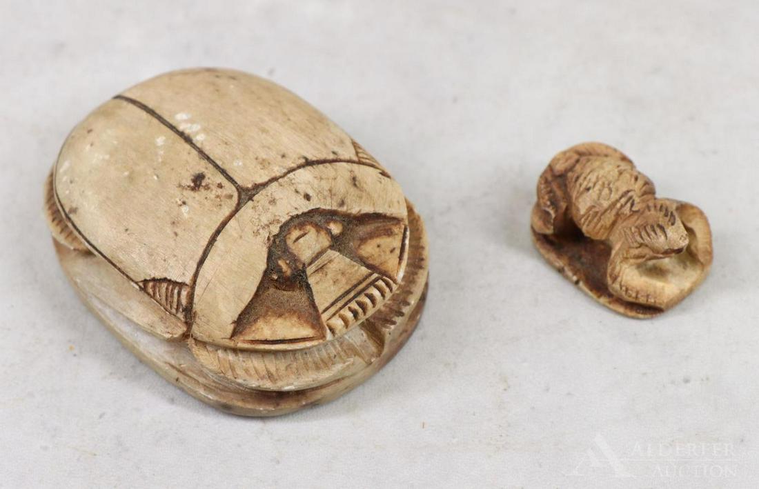 Carved Stone Egyptian Scarab Beetle And Frog (1 of 11)