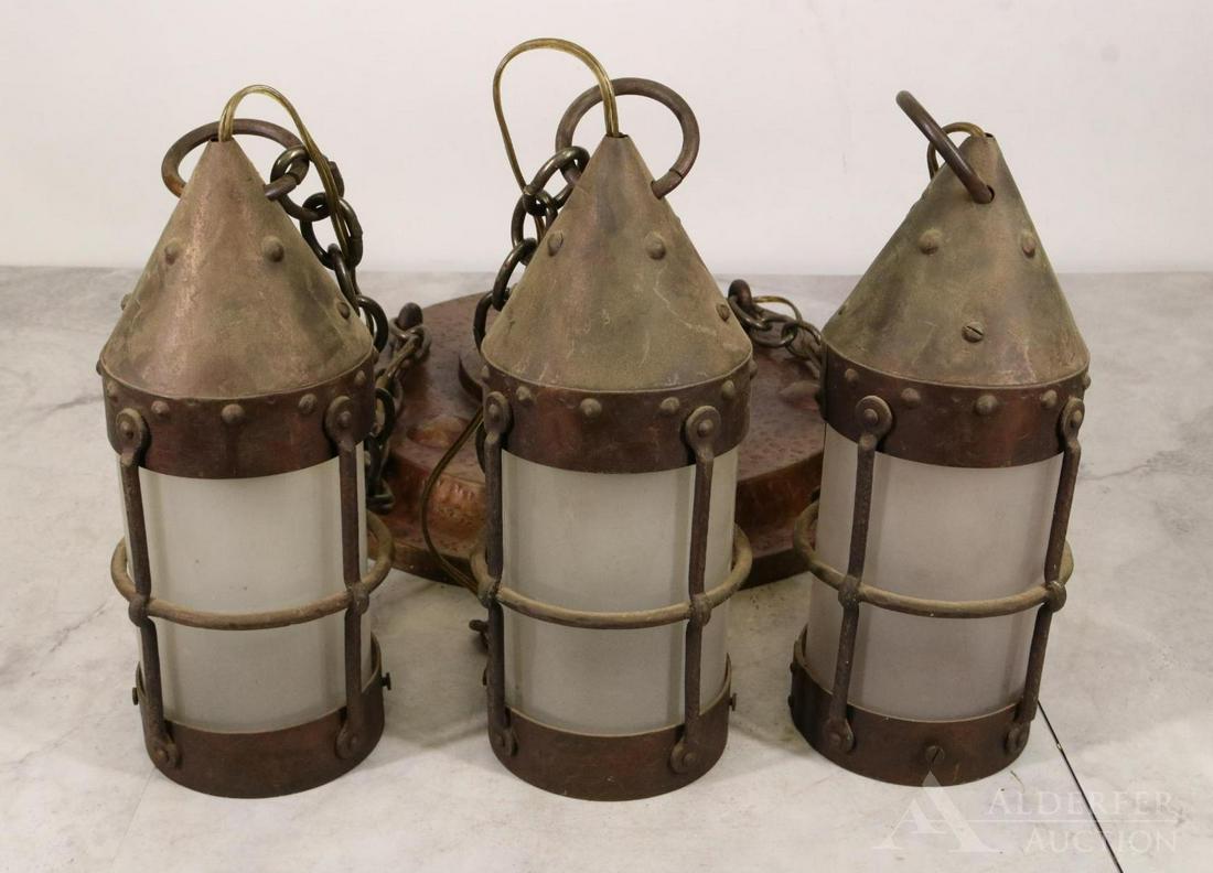 Arts & Crafts Three Lantern Pendent Lamp (1 of 5)
