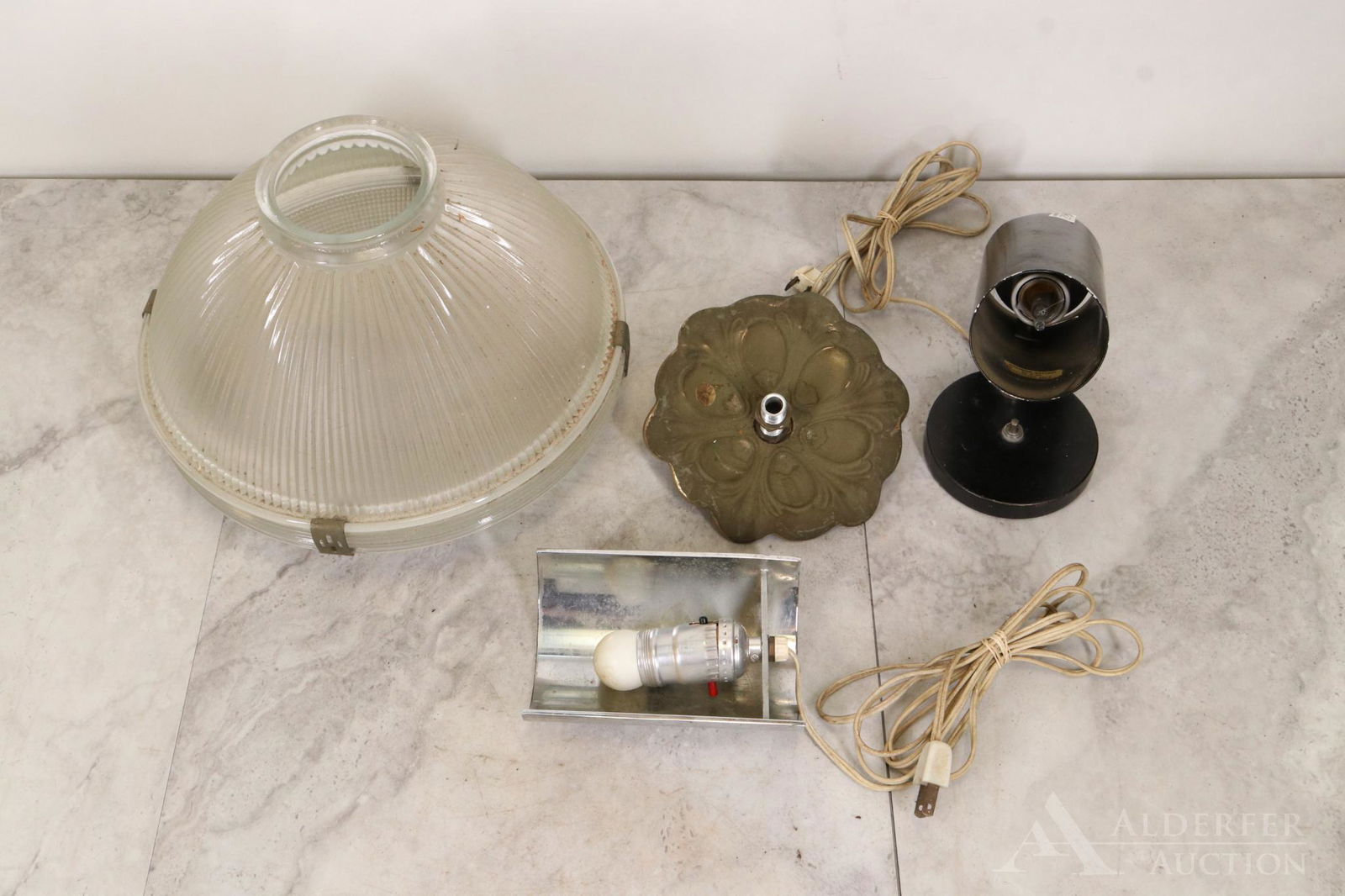 Glass Pendant Globe, Ceiling Plate, Chrome Shelf And (1 of 6)