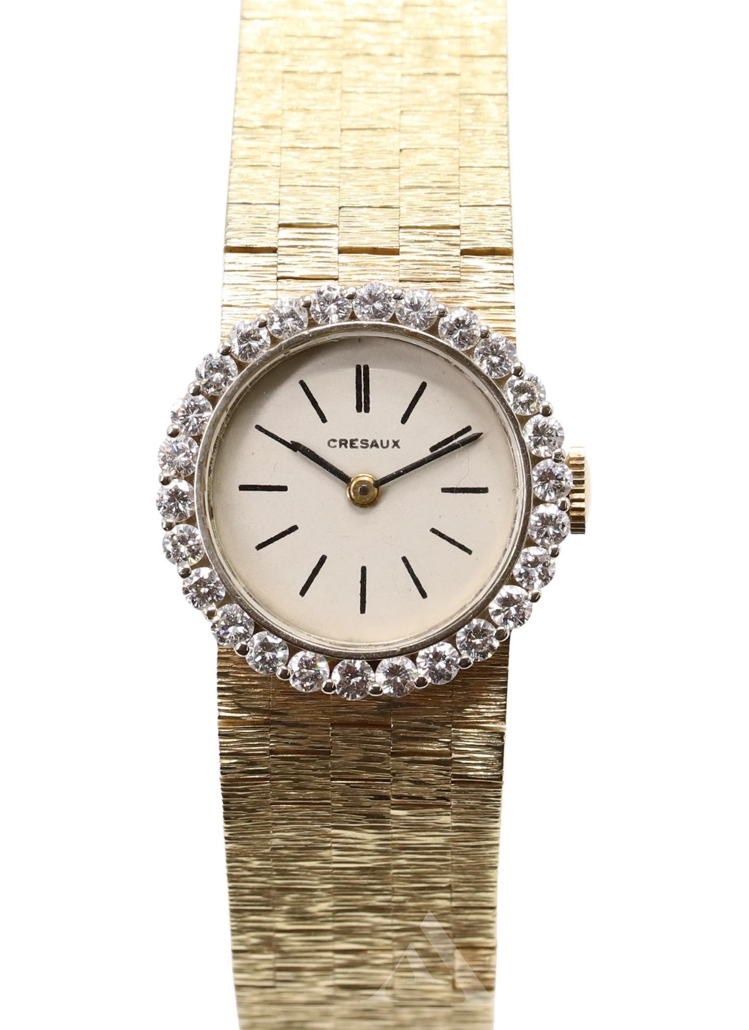 14KY Gold Cresaux Diamond Wrist Watch (1 of 8)