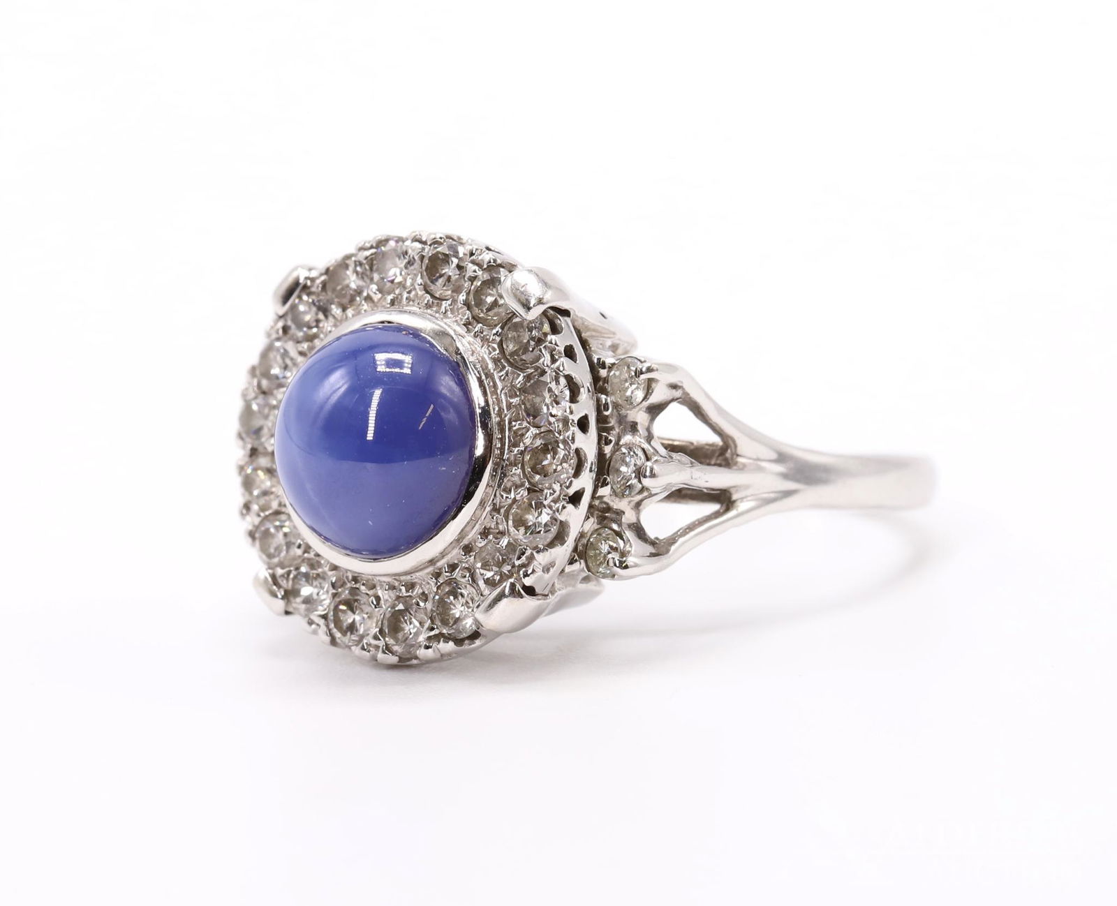 14KW Gold Blue Star Sapphire and Diamond Ring (1 of 6)