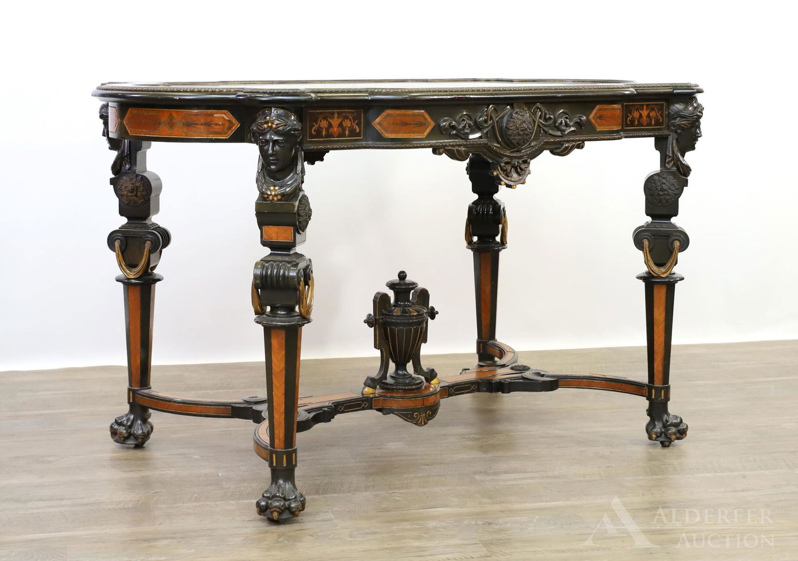 Renaissance Revival Ormolu Mounted Inlaid Parlor Table (1 of 15)