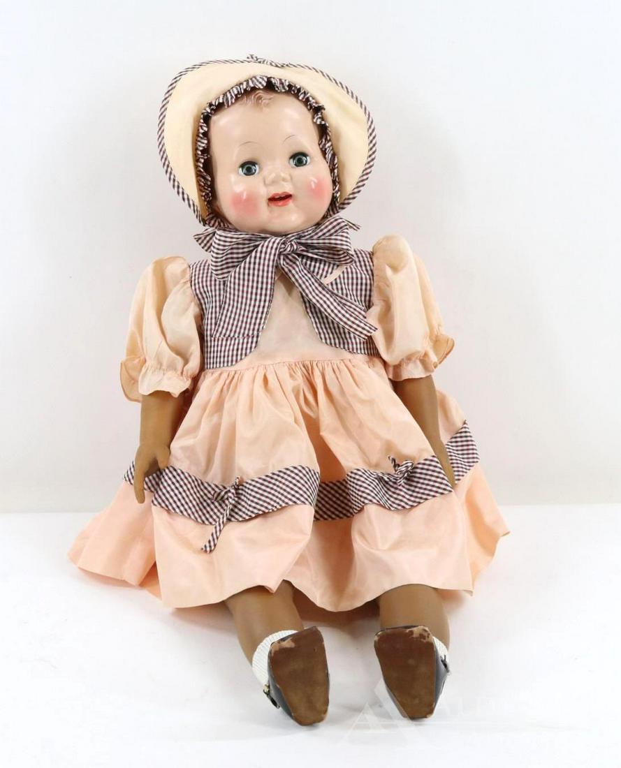 LOT OF 1950's-1960's DOLLS.: 26" Effanbee 1950 all original "NOMA", The Electronic Doll in original box. Hard plastic head/shoulder plate, pink cotton body and vinyl limbs. She has the pink PLASTIC box on front of torso. Advertis