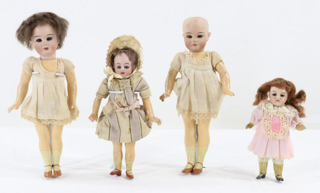 LOT OF ANTIQUE BISQUE HEAD DOLLS 12", UNDER. (1 of 12)