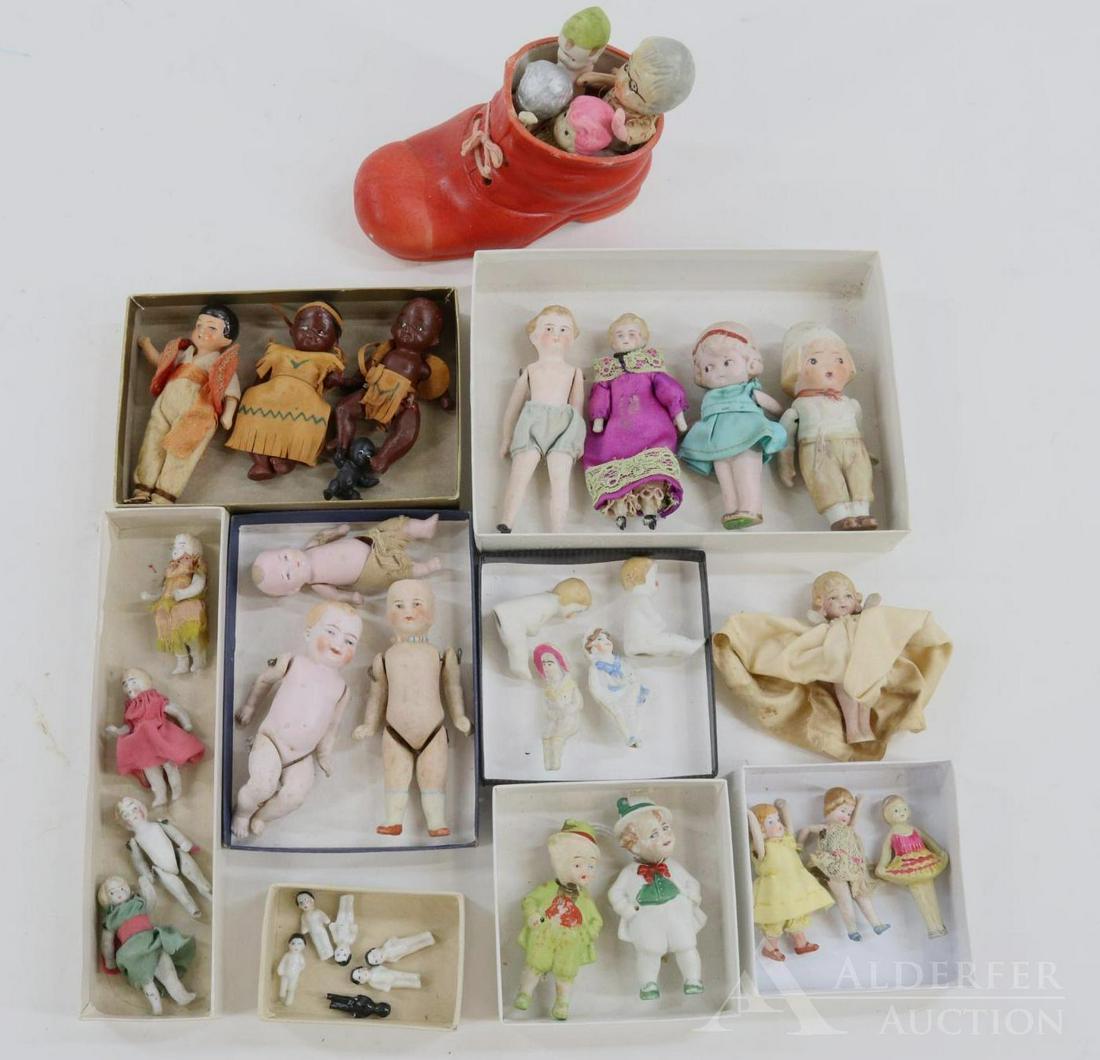 LOT OF ALL BISQUE DOLLS. (1 of 9)