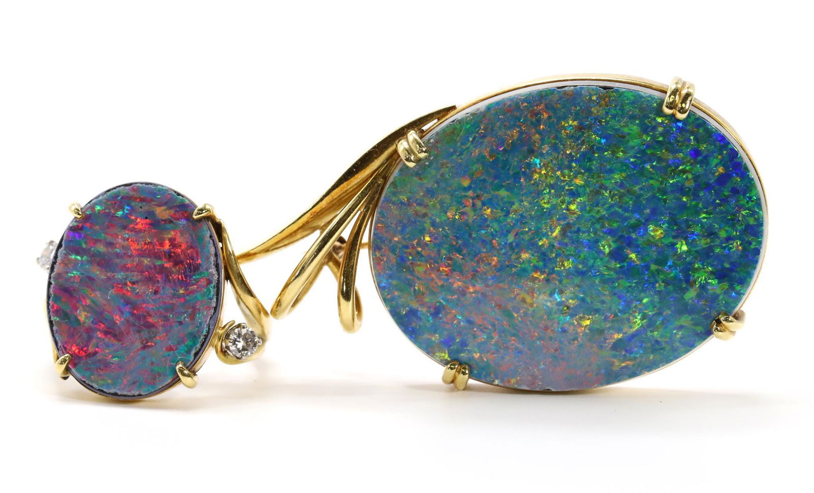 18KY Gold Opal, Diamond, Ring, Brooch Pin (1 of 10)