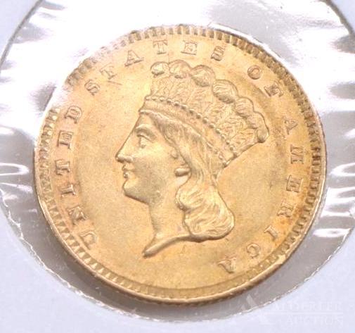 $1 INDIAN PRINCESS GOLD COIN: 1857 AU
