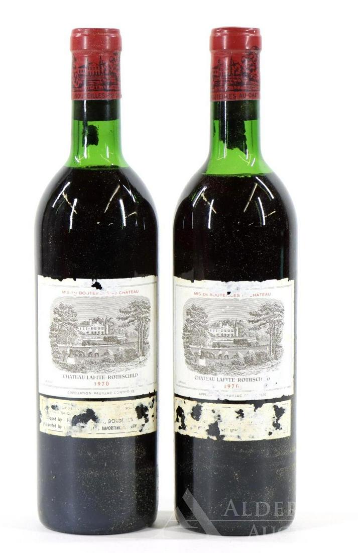 Chateau LaFite-Rothschild Wine 1970 (2): Chateau LaFite-Rothschild, 1970. (2) bottles of wine at 750 ml. Top shoulder fill, label scuffed. This item is not available for shipping, pick up only.