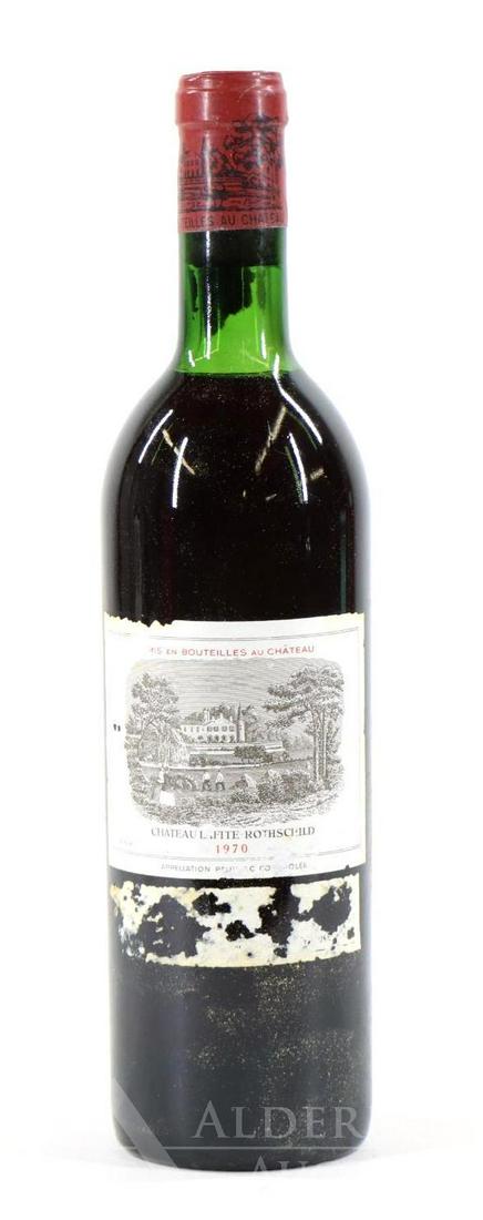 Chateau LaFite-Rothschild Wine 1970 (1): Chateau LaFite-Rothschild, 1970. (1) bottle of wine at .75 ml. Below the neckfill, label scuffed. This item is not available for shipping, pick up only.