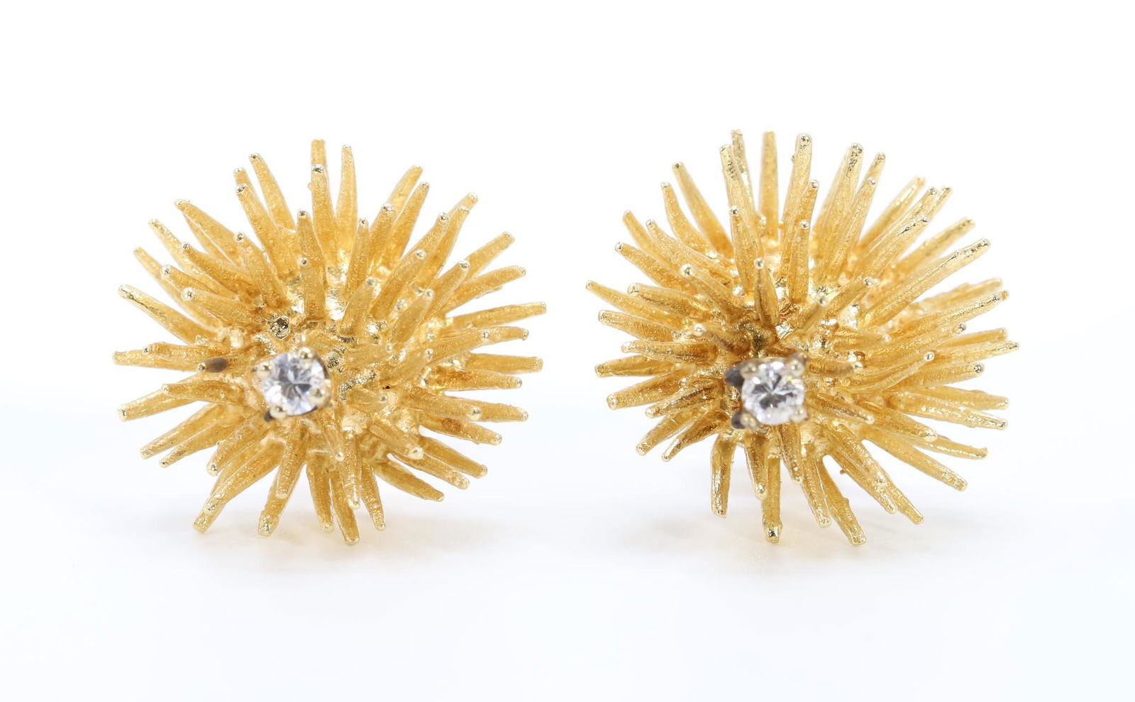 14KY Gold Diamond Thistle Earrings (1 of 4)
