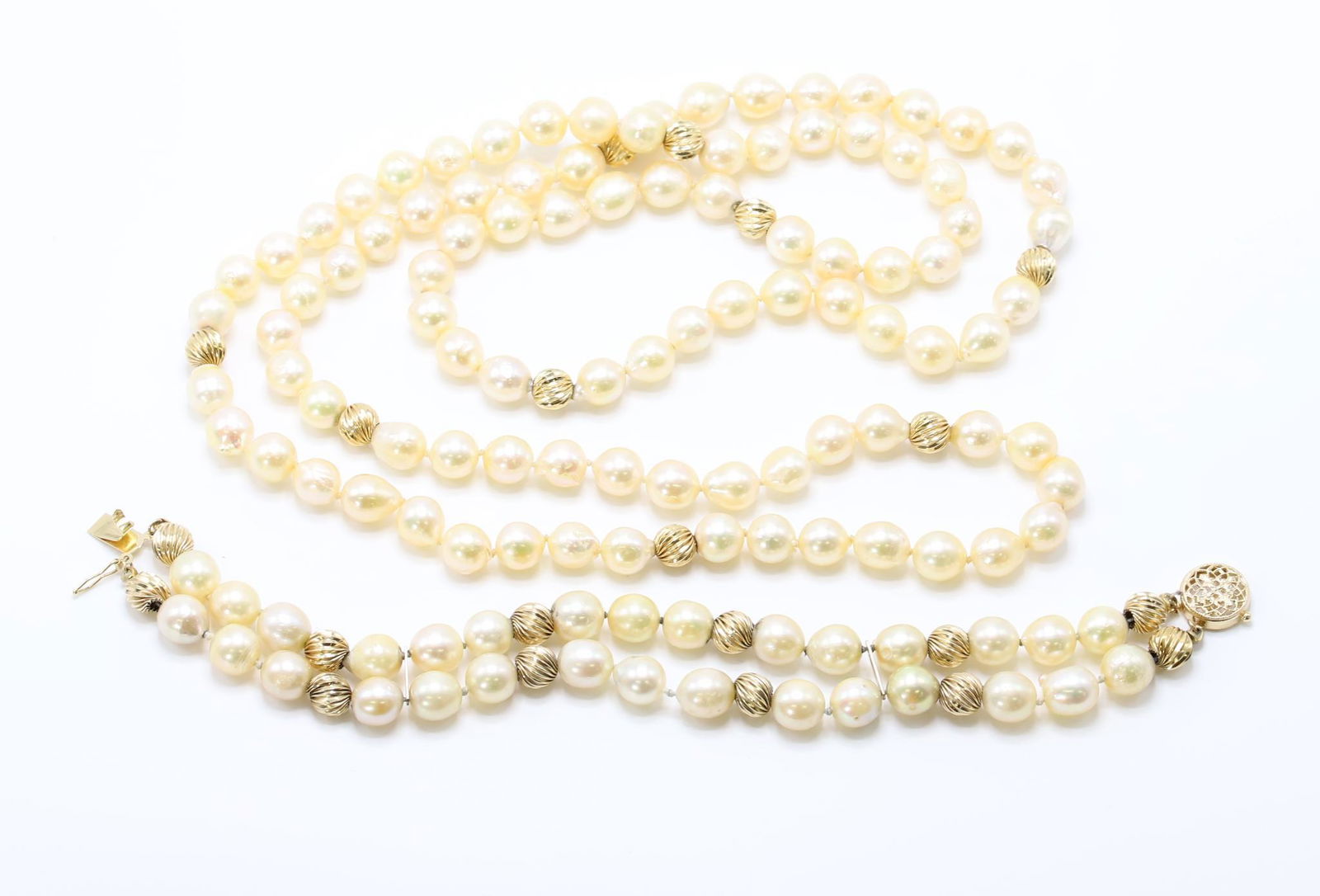 14KY Gold Baroque Pearl Necklace and Bracelet (1 of 11)