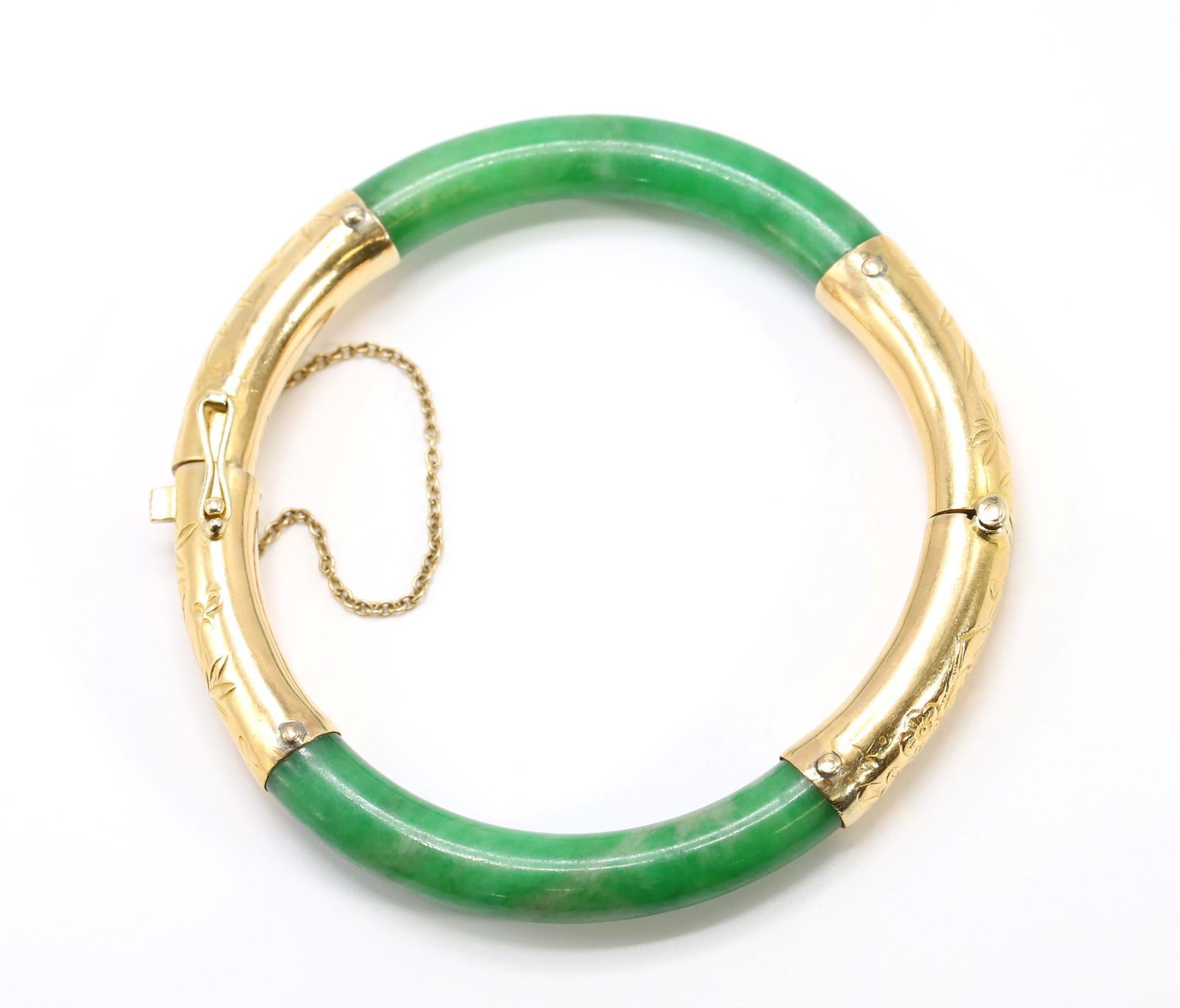 16KY Gold Green Jade Bracelet (1 of 6)