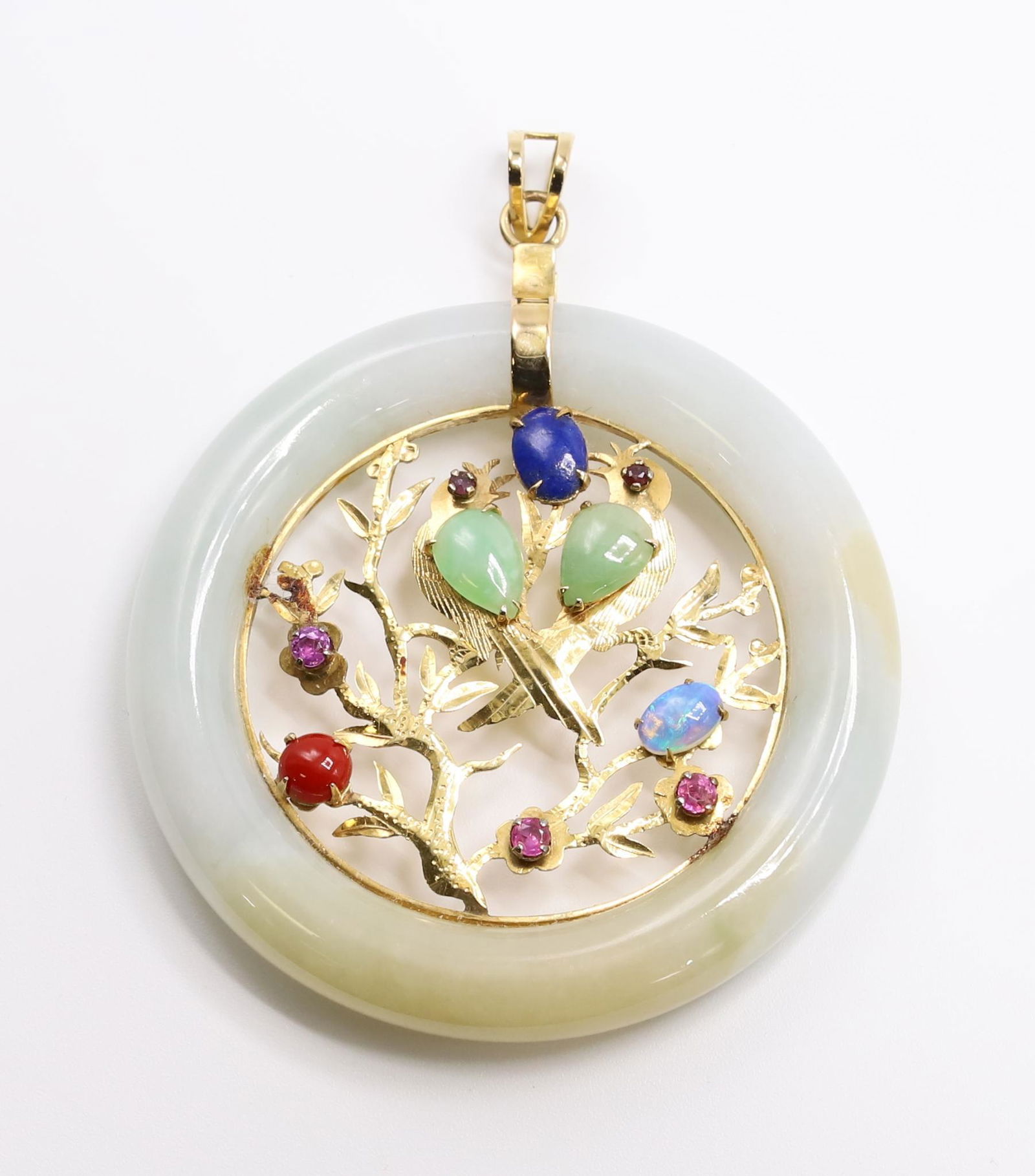 14KY Gold Jade and Gemstone Pendant (1 of 2)