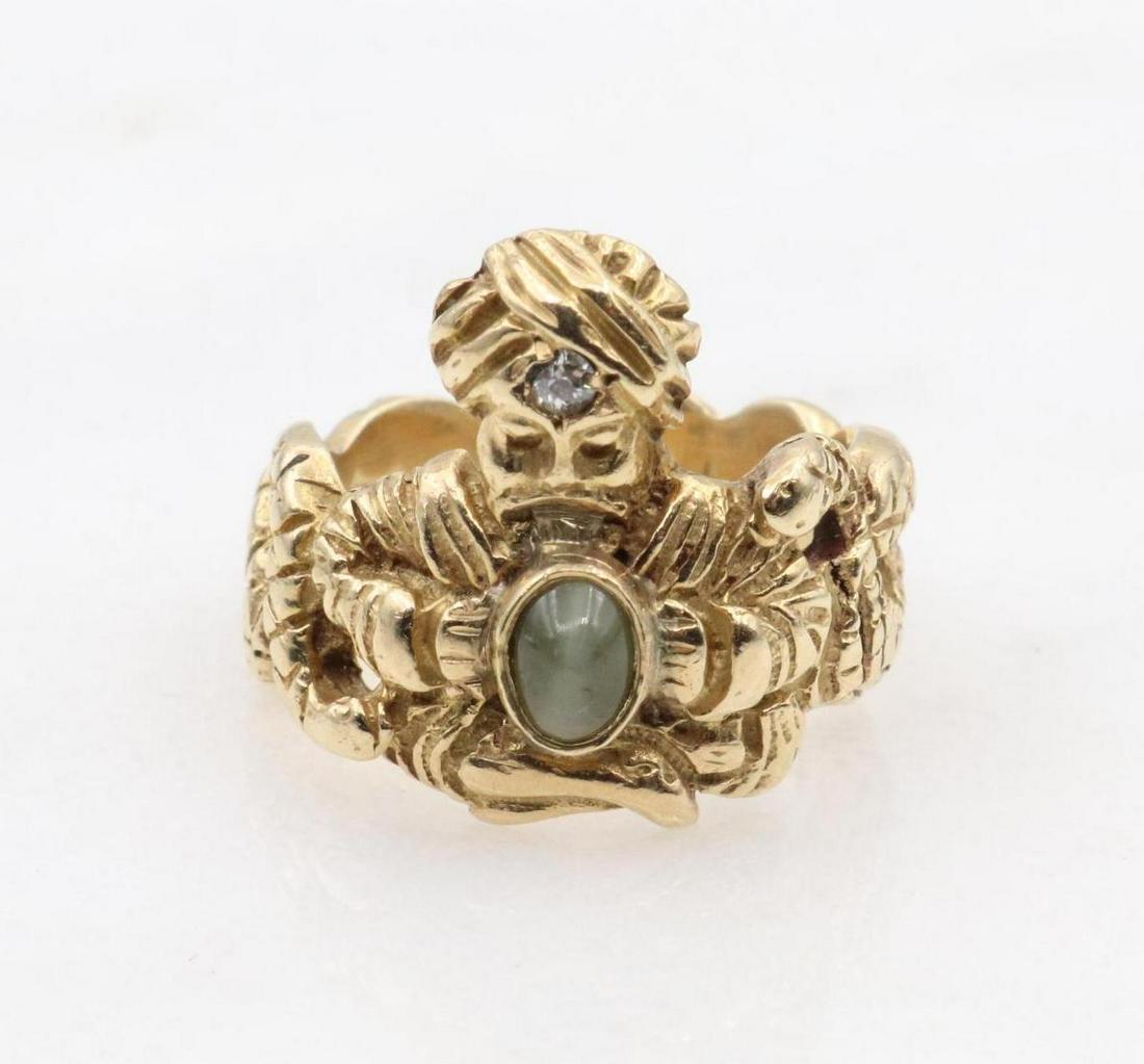 14KY Gold Diamond Cat's Eye Exotic Ring (1 of 5)