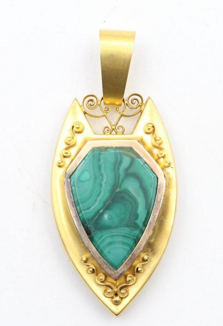 14K Gold Malachite Pendant (1 of 2)