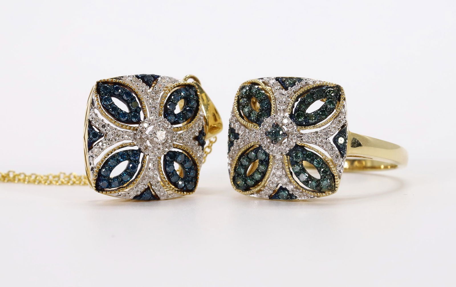 Effy 14KY Gold Diamond Pendant on Chain, Ring (1 of 10)