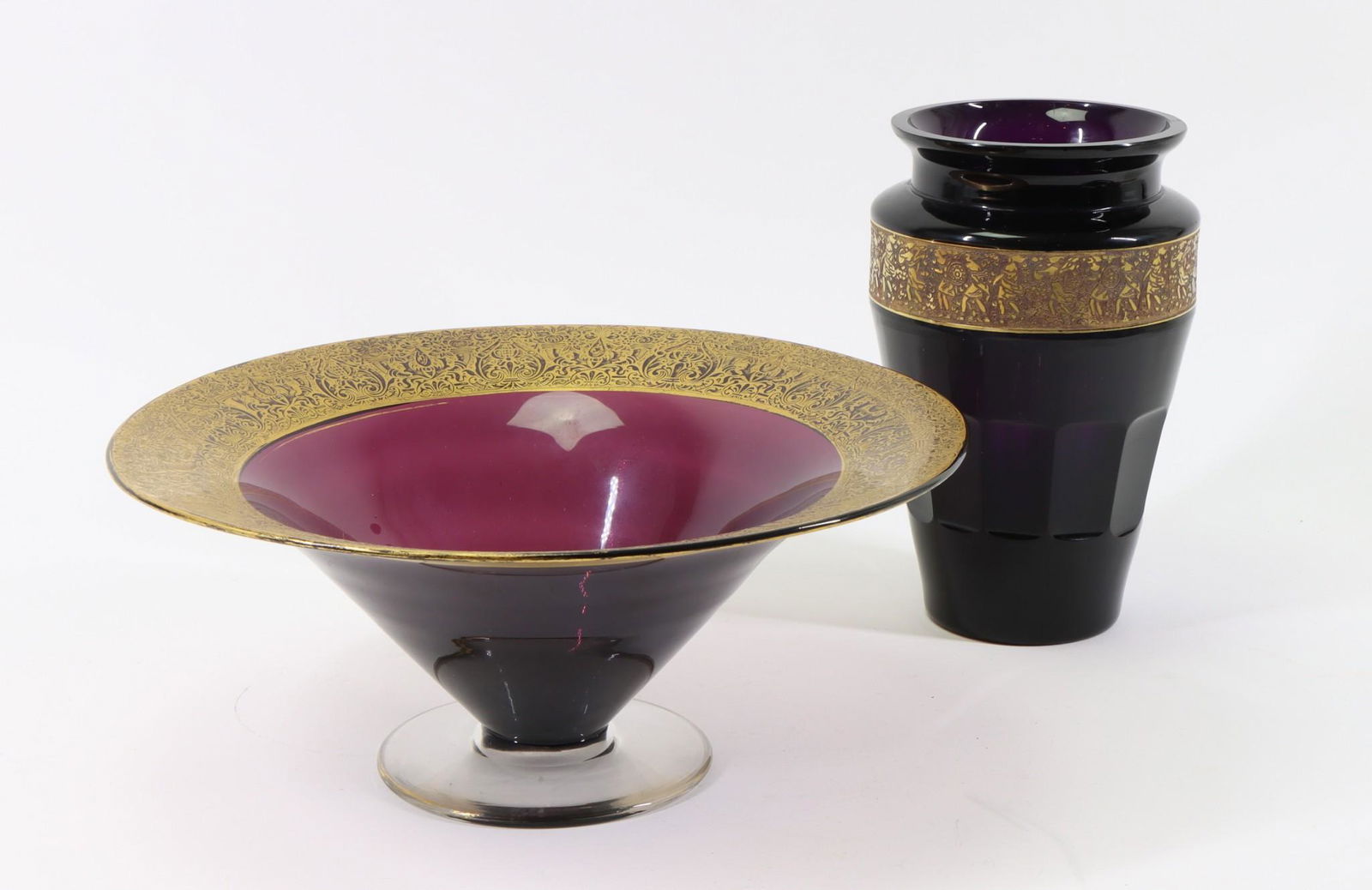 Moser Amethyst & Gold Encrusted Glasswares (1 of 20)