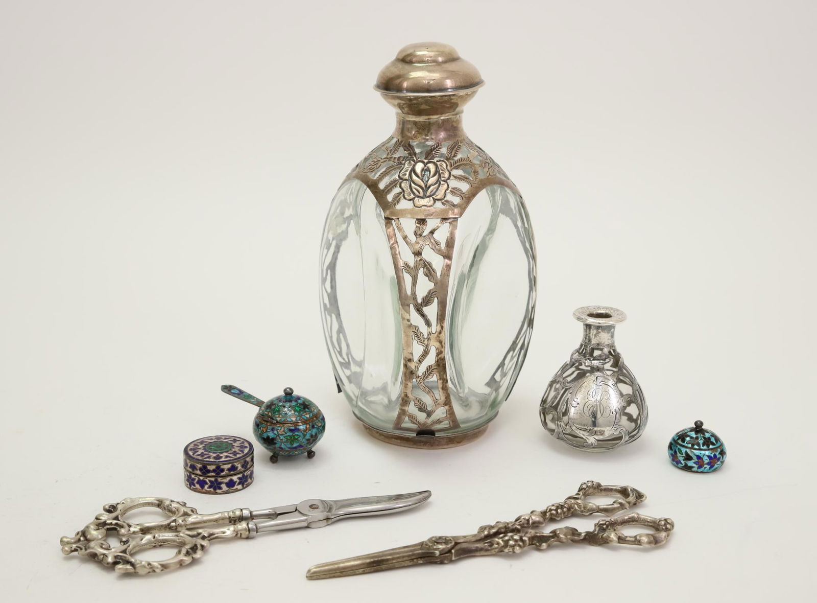 Sterling Silver Enamel Salt & Boxes, Grape Shears, & (1 of 20)