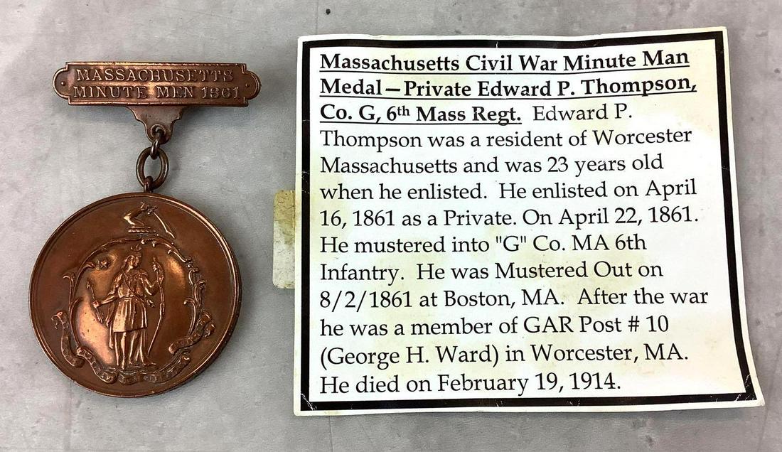 American Civil War Massachusetts Minute Man Medal-6th (1 of 6)