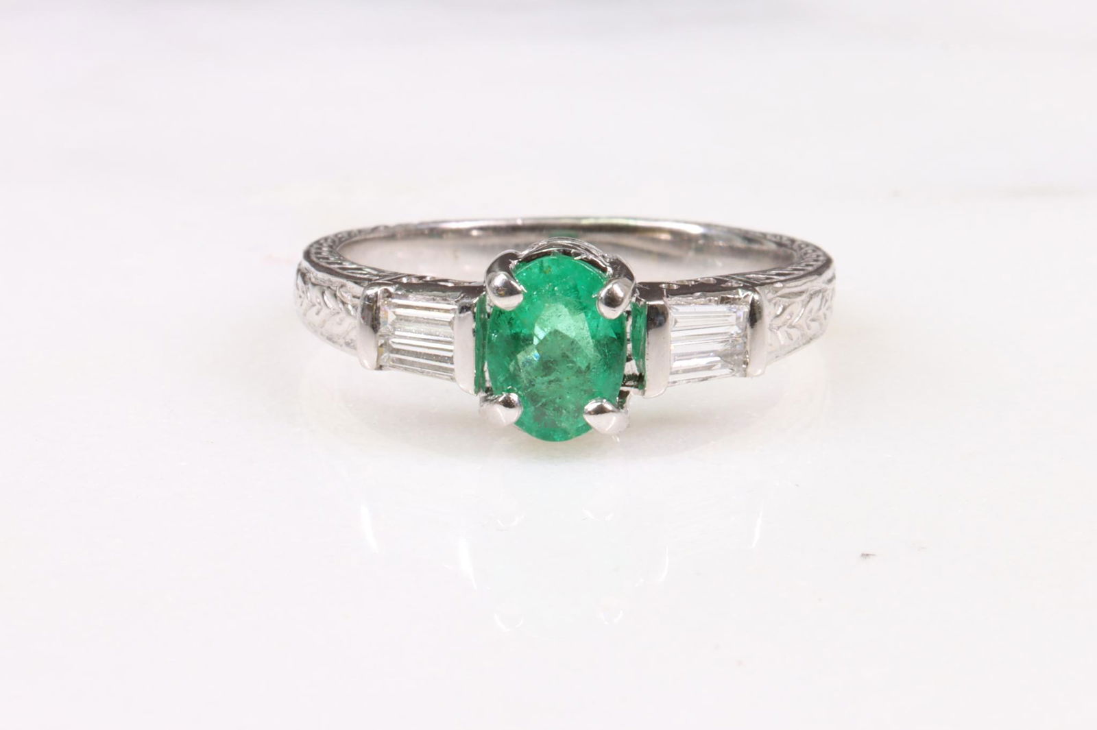 14KW Gold Emerald and Diamond Ring (1 of 5)