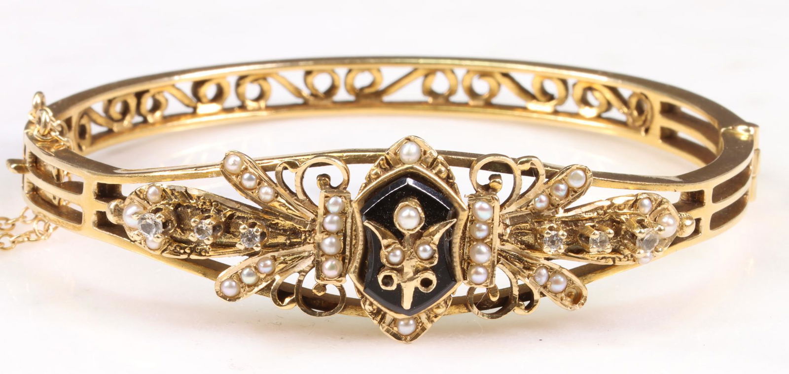 14KY Gold Diamond, Pearl, Black Onyx Bracelet (1 of 3)