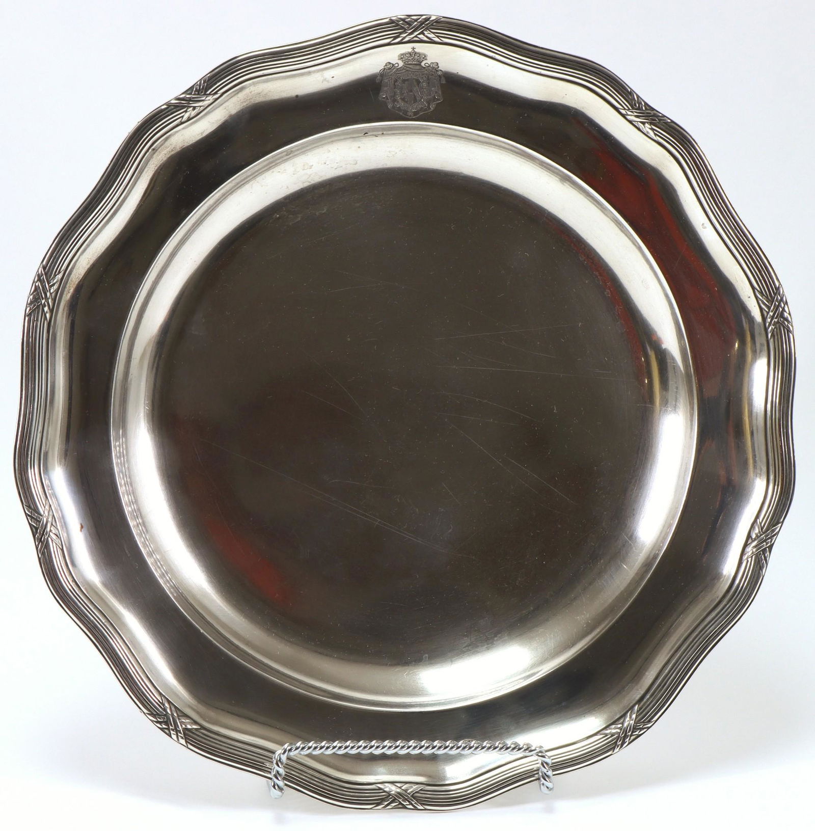 Austrian Imperial Sachsen-Teschen Silver Dinner Plate (1 of 6)