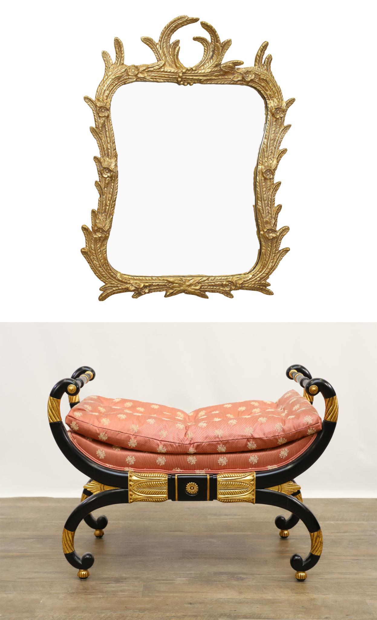 Baker Curule Bench with Giltwood Mirror (1 of 14)