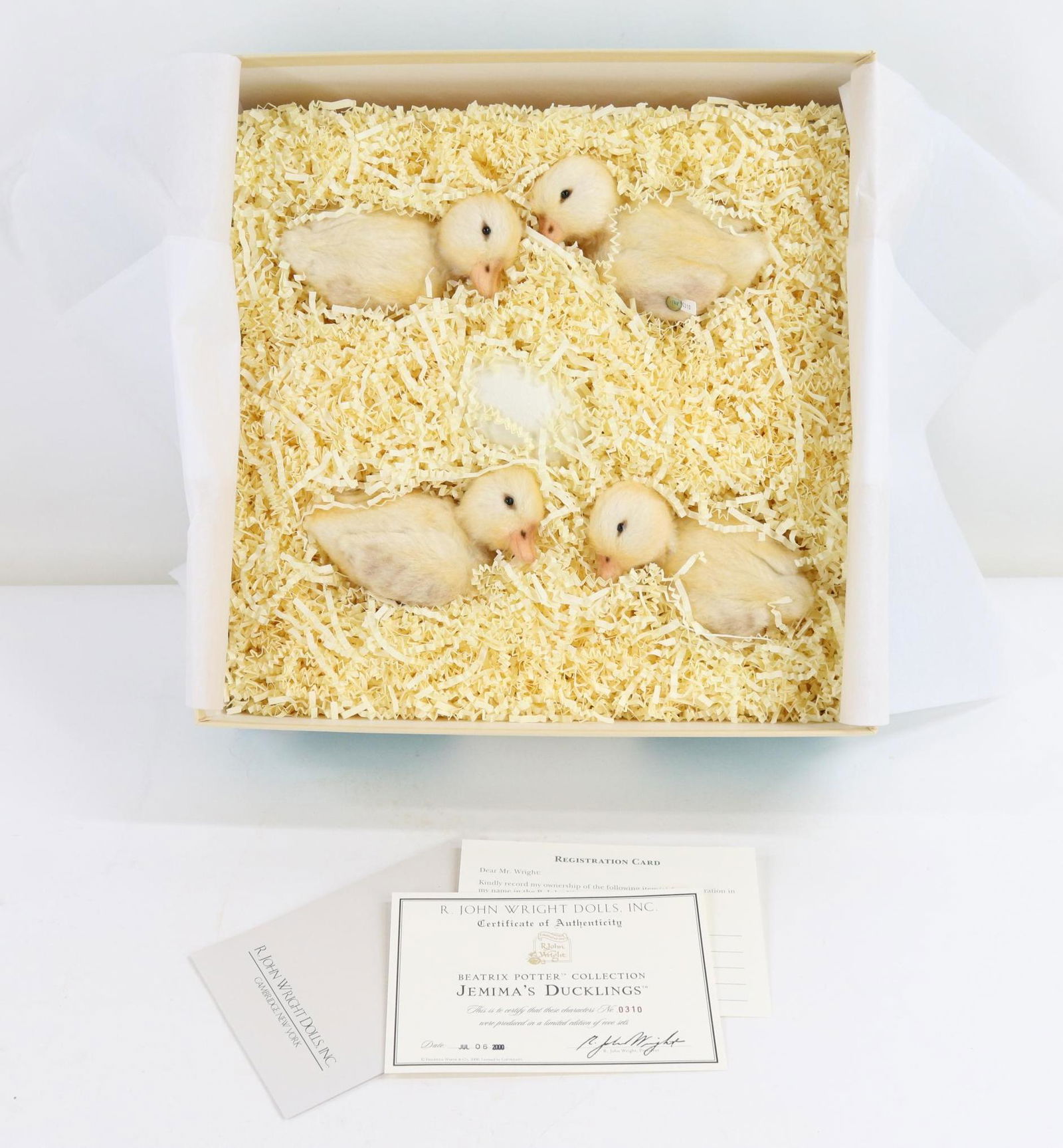 LOT OF R. JOHN WRIGHT.: MIB "Jemima's Duckings" 0310/1000. From the Beatrix Potter Collection. Original sleeve.