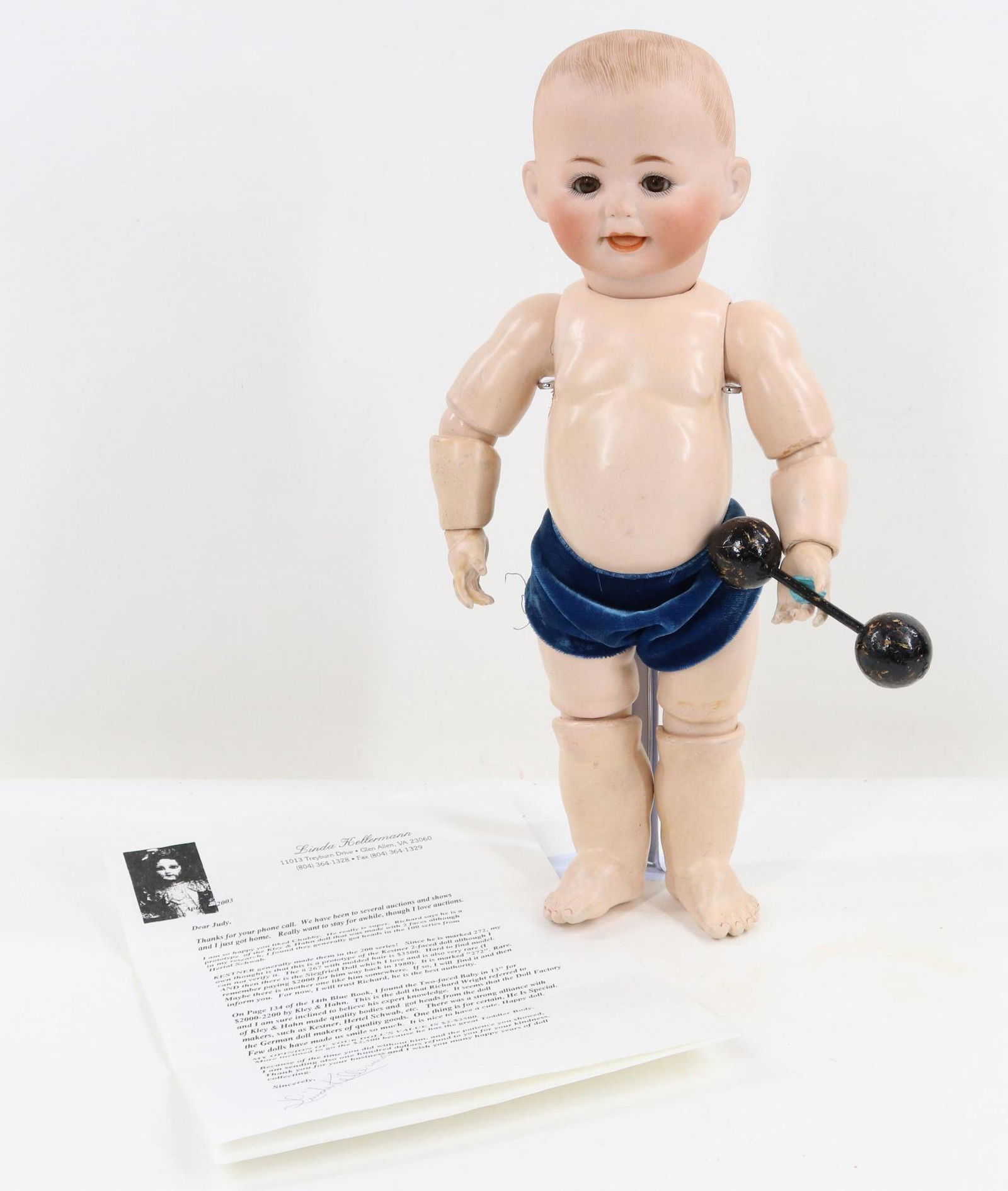 ANTIQUE GERMAN BISQUE HEAD TODDLER DOLL. (1 of 11)