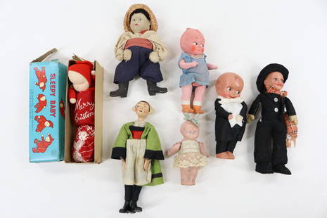 Lot 677: 27 Miniature China & Bisque Dolls w/ 3 Figures