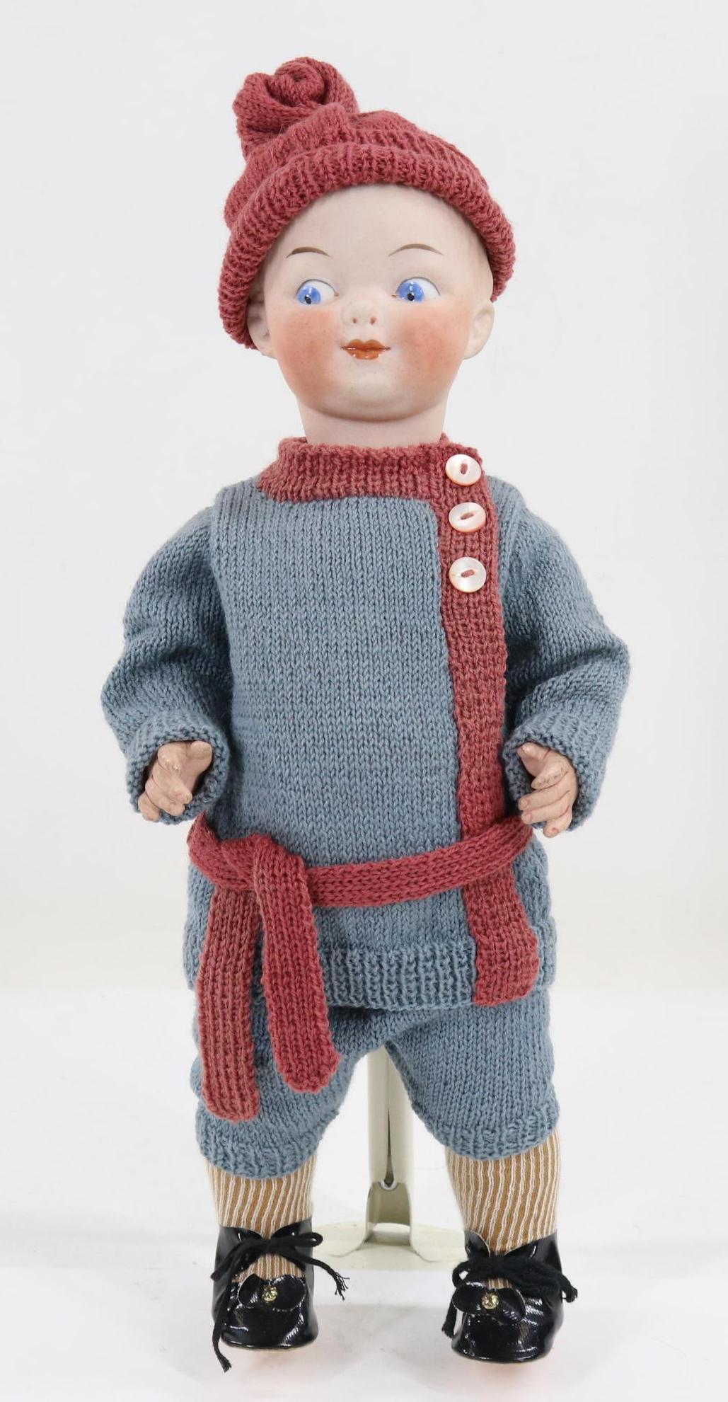 GERMAN BISQUE HEAD CHARACTER DOLL. (1 of 10)