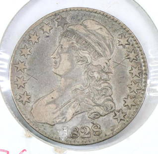 BUST HALF: 1828 square base, small 8's, VF, scratches