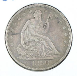 SEATED HALF: 1858-O VF+