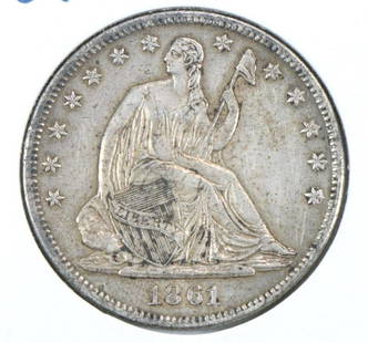 SEATED HALF: 1861 AU