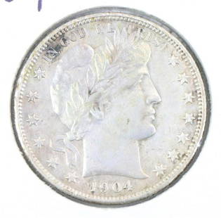 BARBER HALF: 1904 AU details, granular