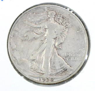 LIBERTY WALKING HALF: 1938-D F+