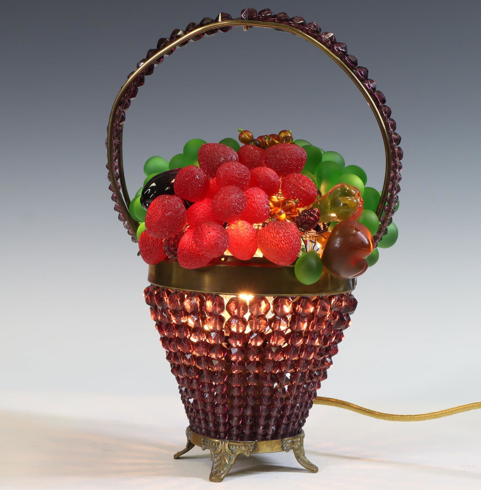Czech Beaded Glass Fruit Basket Lamp (1 of 6)