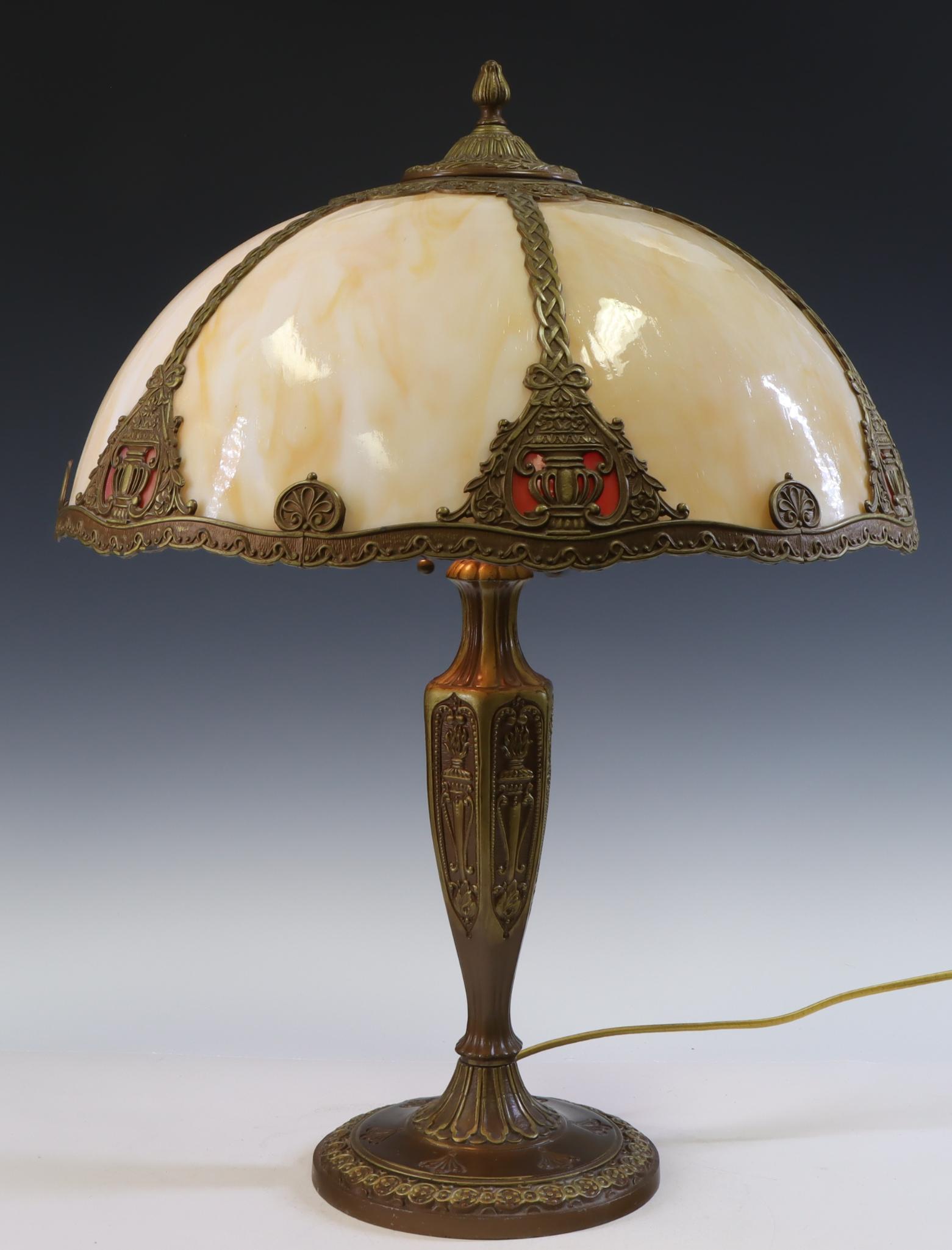 Salem Bros Slag Glass Table Lamp (1 of 8)