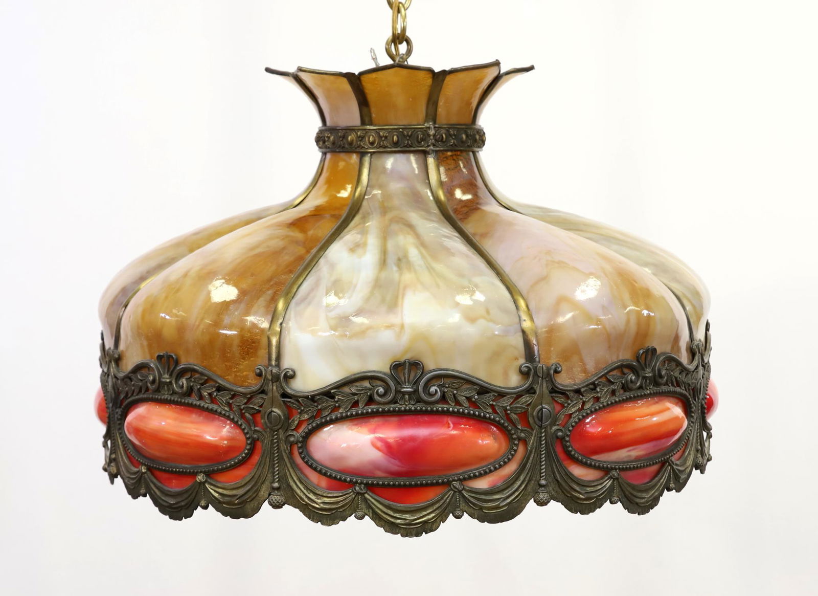 Slag Glass Hanging Lamp (1 of 13)