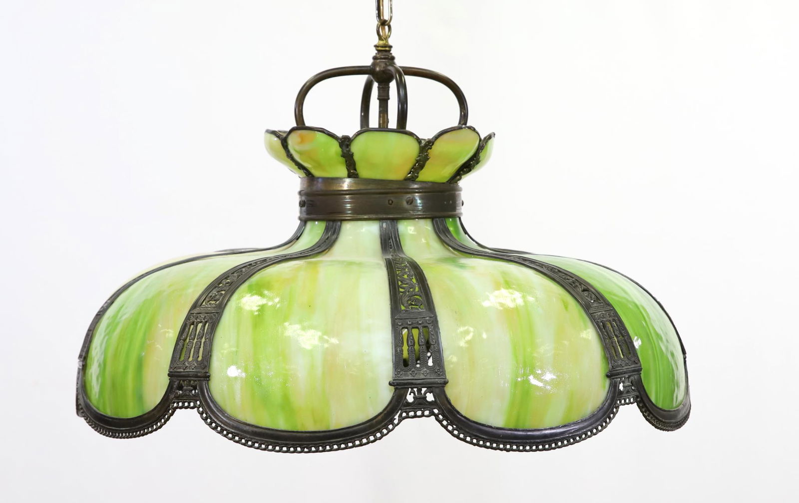 Leaded Slag Glass Hanging Lamp (1 of 11)