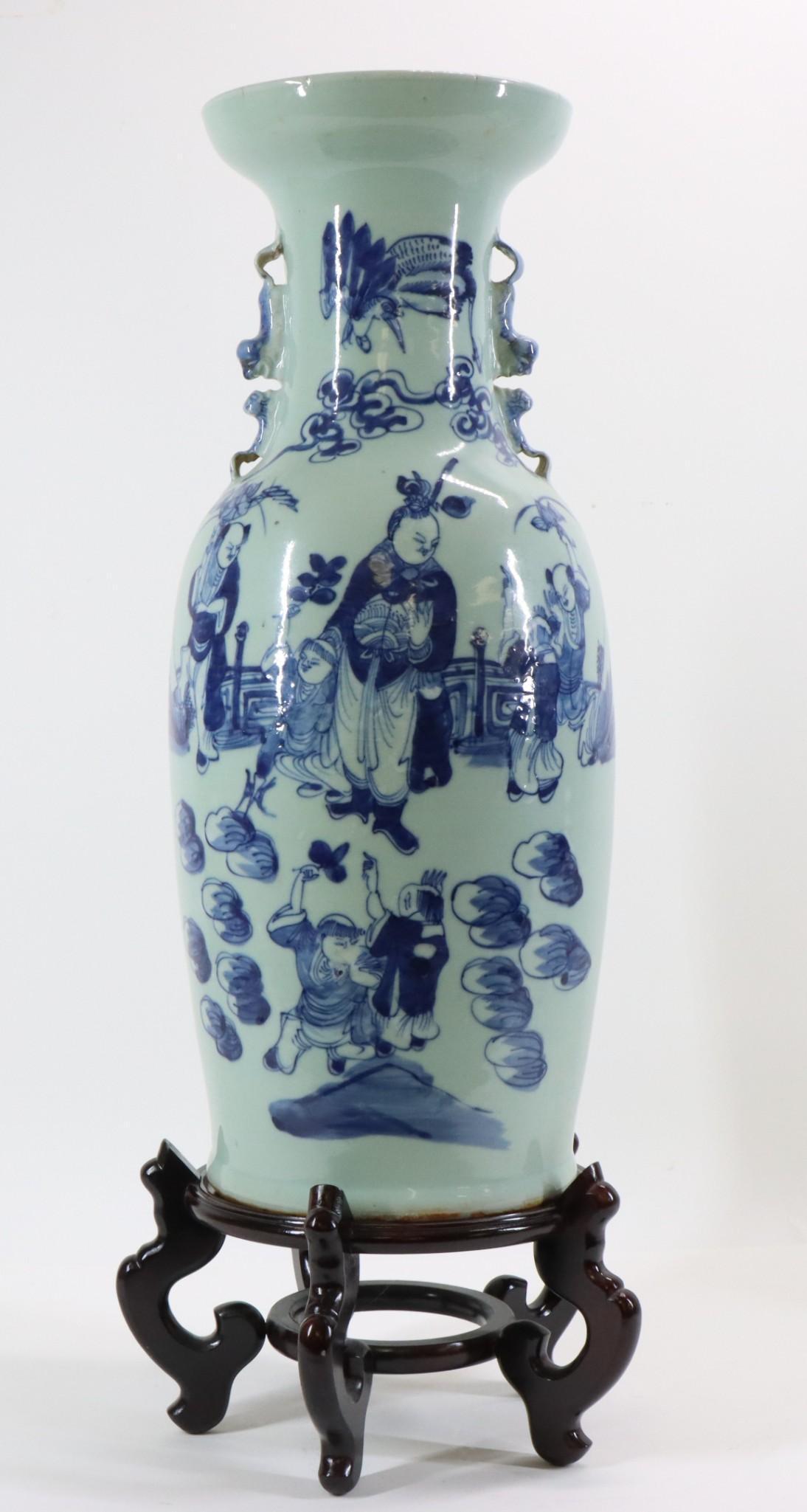 Chinese Blue & White Celadon Vase (1 of 7)