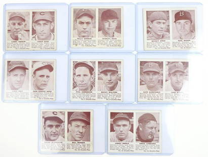 1941 Double Play baseball cards: 1941 Double Play baseball cards: #1/2 French/Page, #3/4 Herman/Hack (HOF), #5/6 Frey Vwander Meer, #7/8 Derringer/Walters, #9/10 McCormick/Werber, #11/12 Ripple/Lombardi (HOF), #13/14 Kampouris/Wyatt