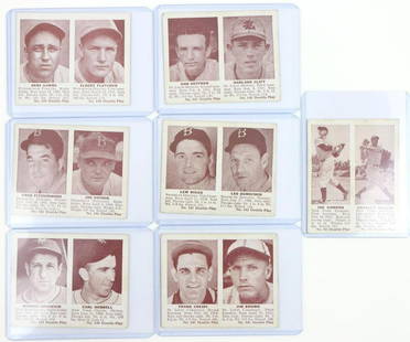 1941 Double Play baseball cards: 1941 Double Play baseball cards: #83/84 Gordon/Keller (HOF), #139/140 Arnovich/Hubbell (HOF), #141/142 Riggs/Durocher (HOF), #143/144 Fitzsimmons/Vosmik, #145/146 Crespi/Brown, #147/148 Heffner/Clift