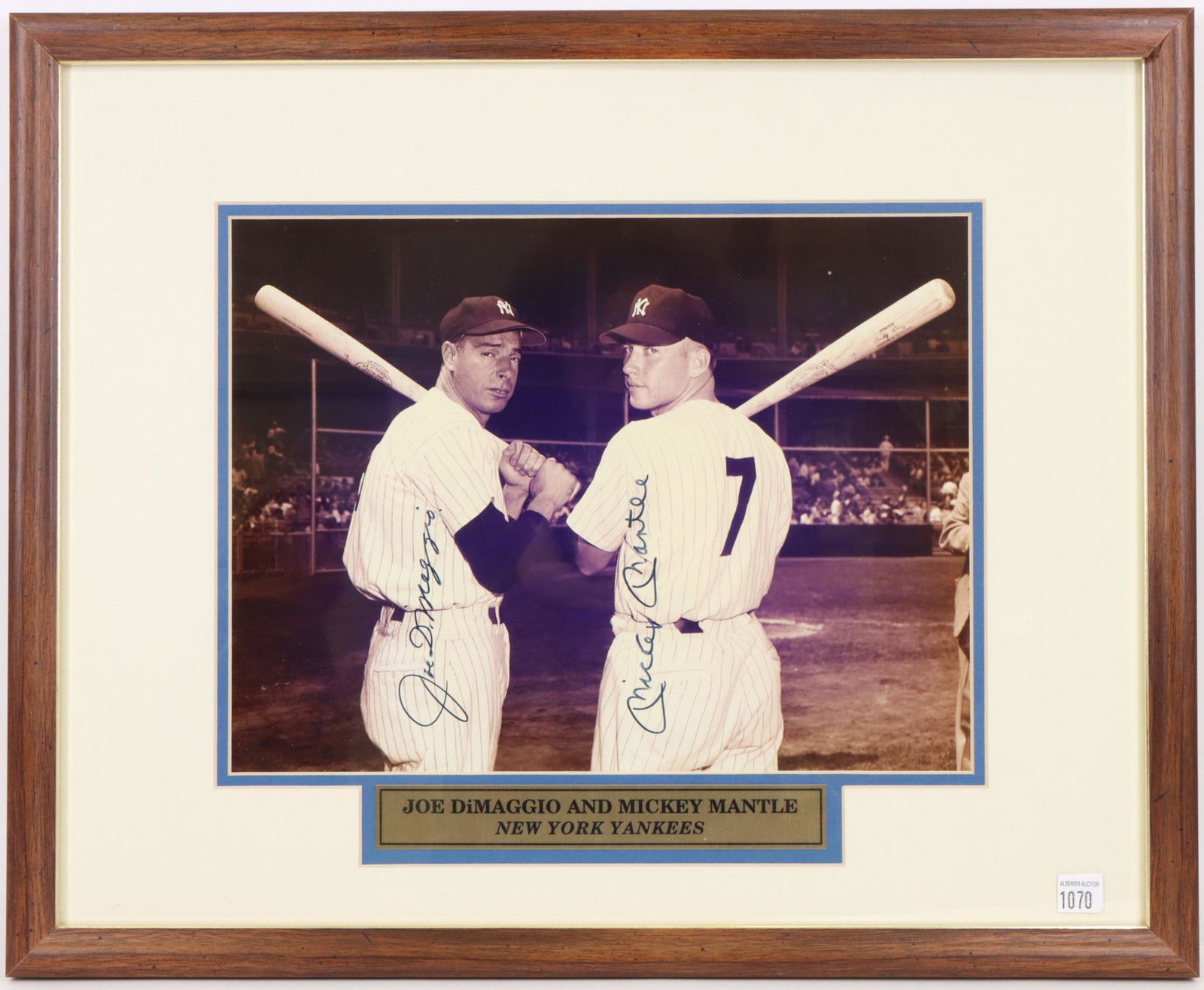 Joe DiMaggio & Mickey Mantle autographed baseball photo (1 of 6)